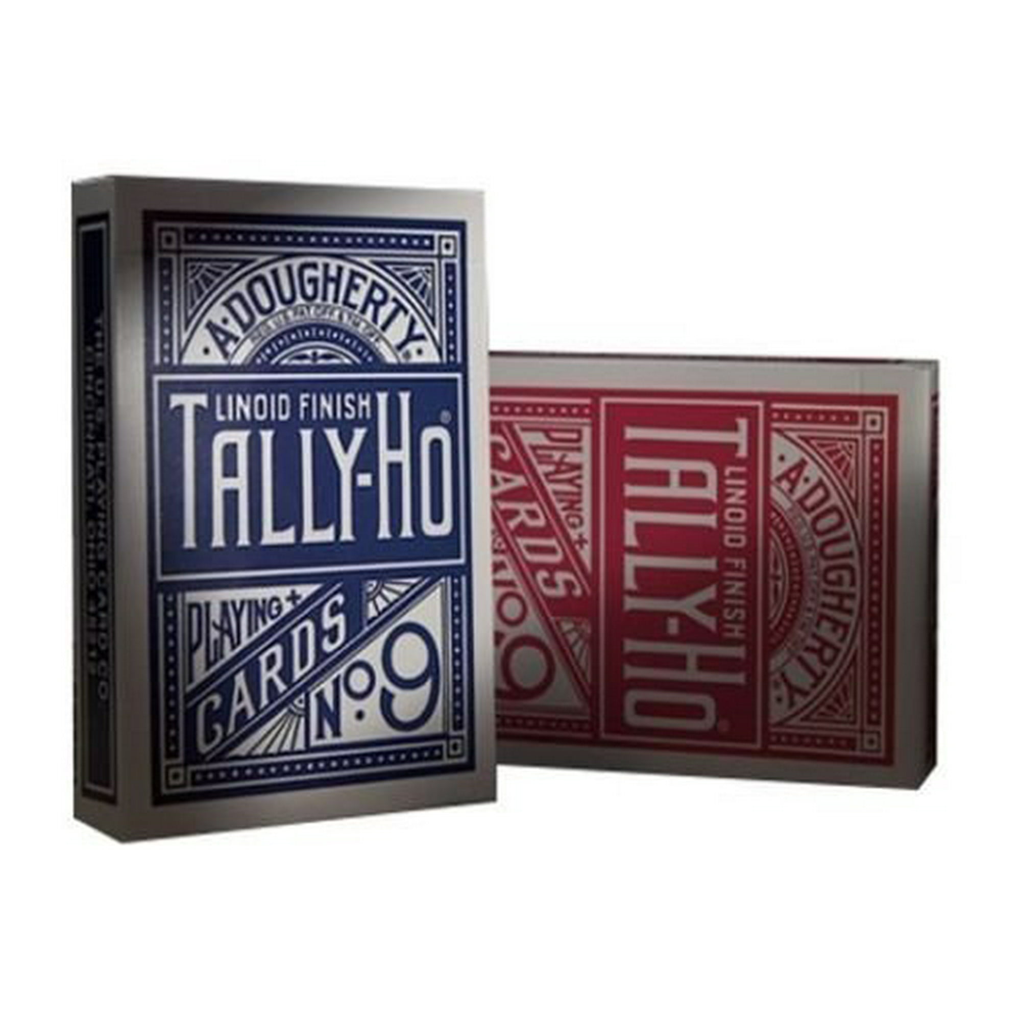 2 DECKS OF TALLY HO No 9 ORIGINAL FAN BACK PLAYING CARDS RED AND BLUE